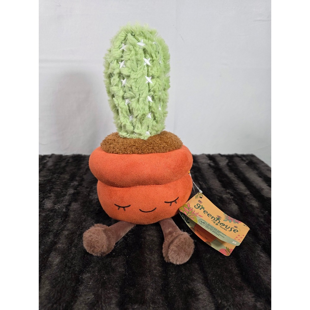 Greenhouse by Russ Cactus Plush Stuffed Toy Sleepy Face Succulent Terracotta Pot